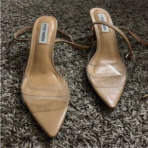Steve Madden Clear and Tan Kitten Heels